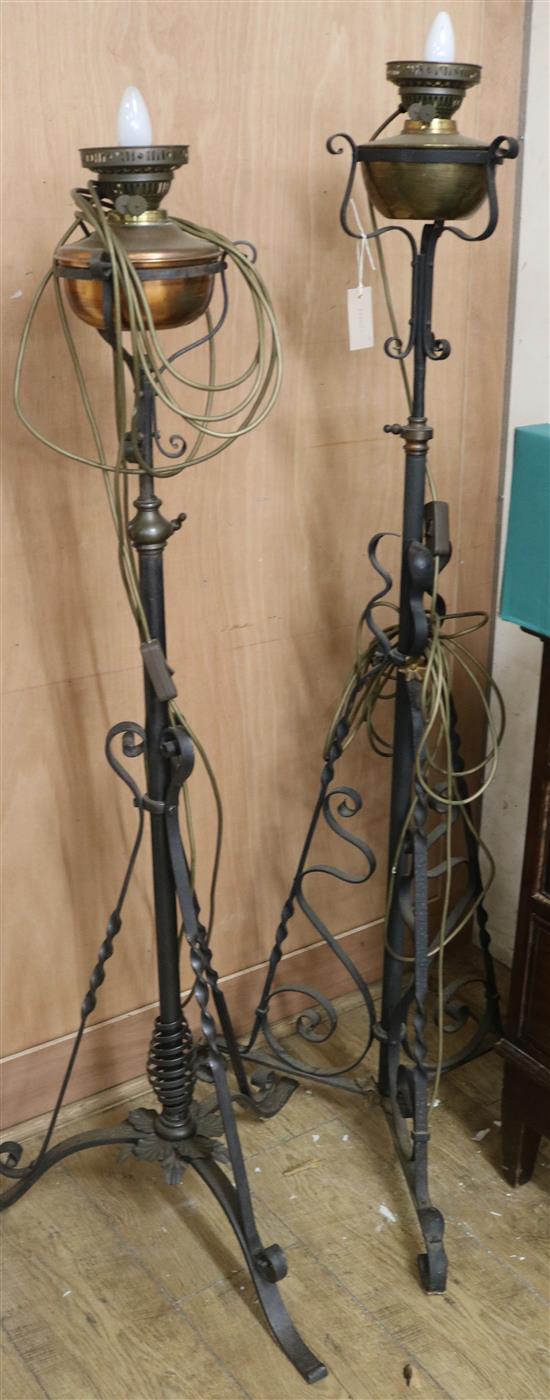 Two Victorian iron lamps